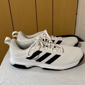 Adidas Men's White Sneakers with Black Stripes